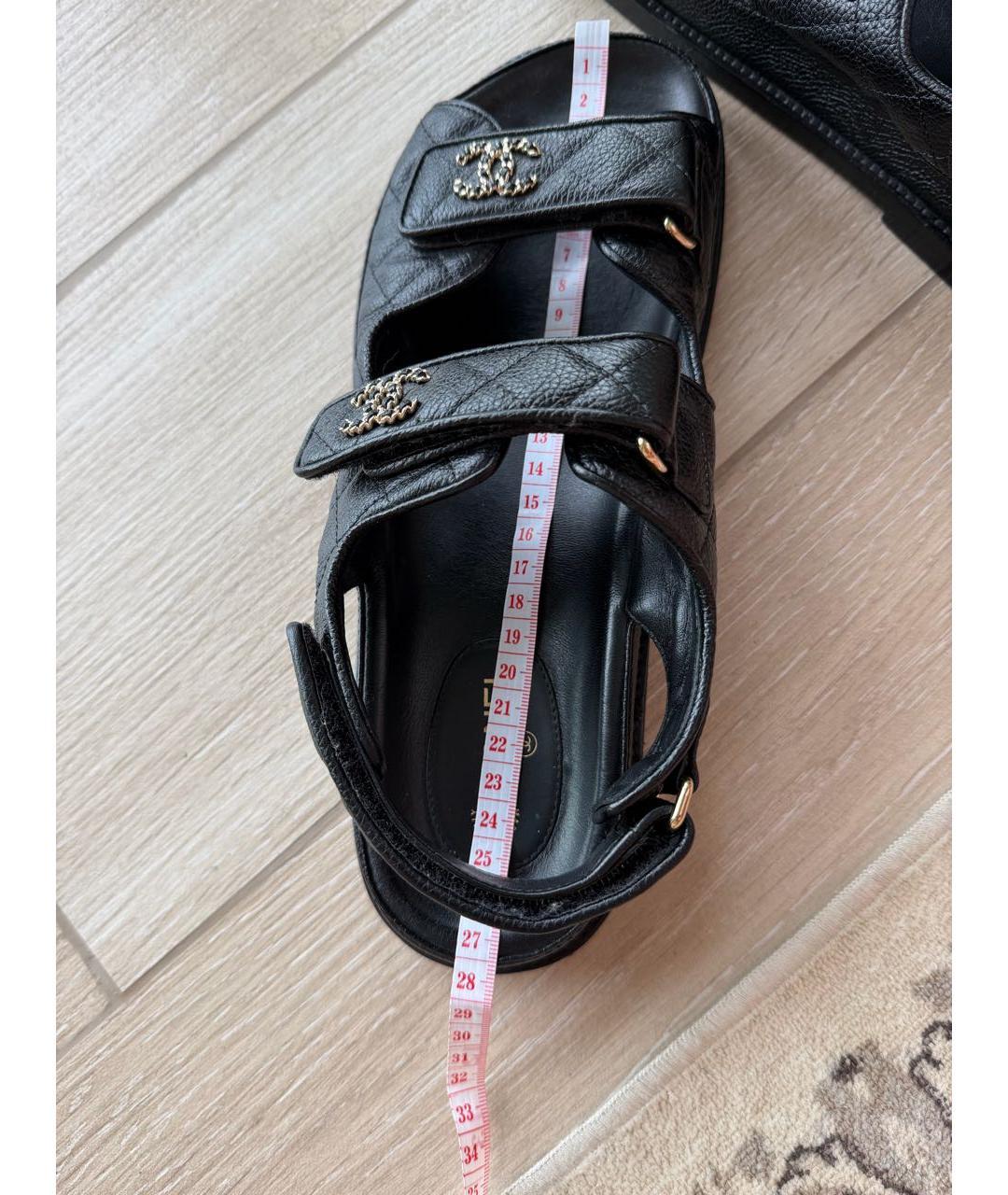 CHANEL Черные кожаные сандалии, фото 7