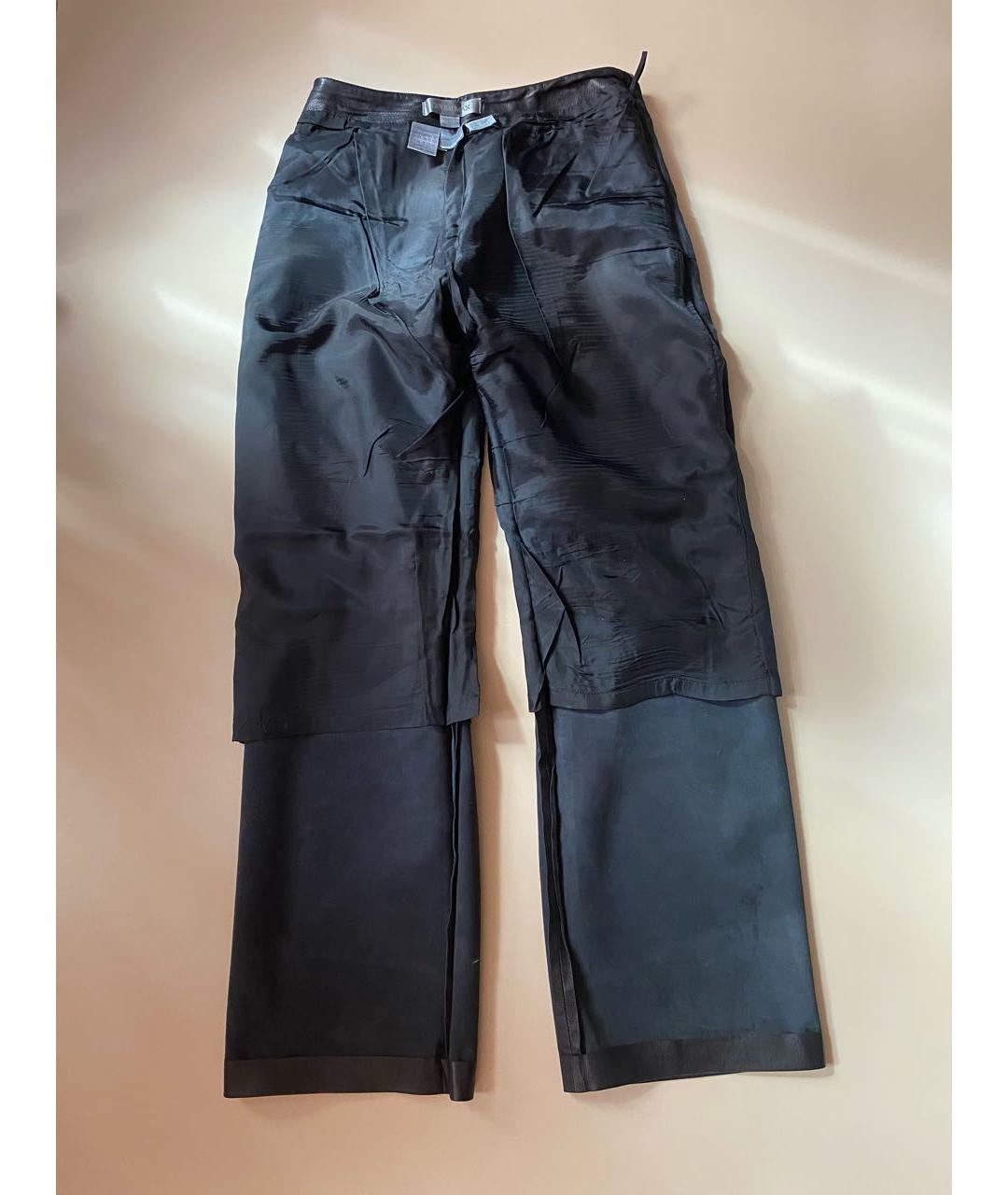 SPORTMAX Черные кожаные брюки широкие, фото 7