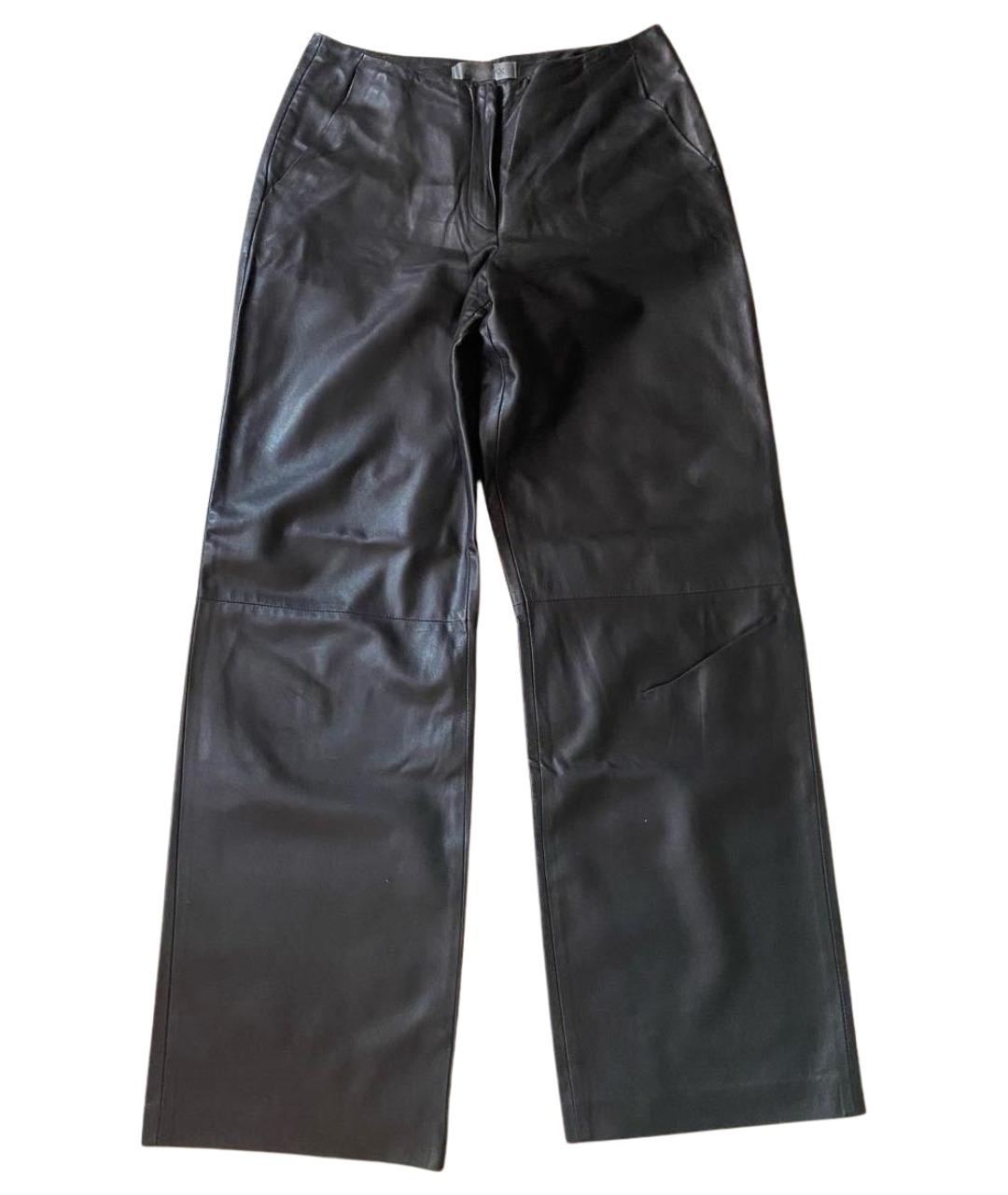 SPORTMAX Черные кожаные брюки широкие, фото 1