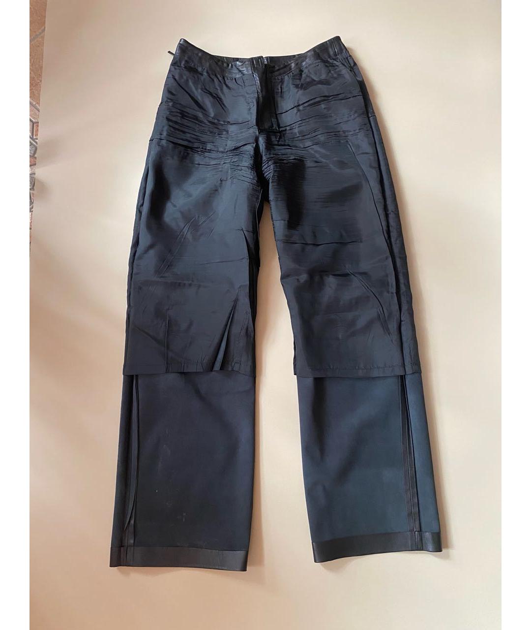 SPORTMAX Черные кожаные брюки широкие, фото 3