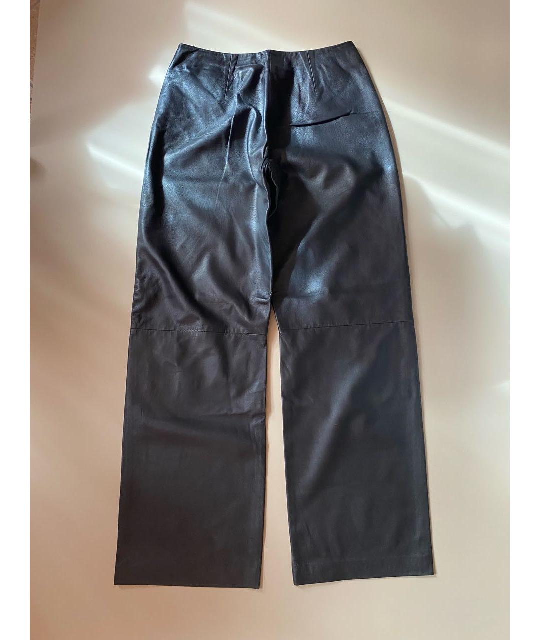 SPORTMAX Черные кожаные брюки широкие, фото 2