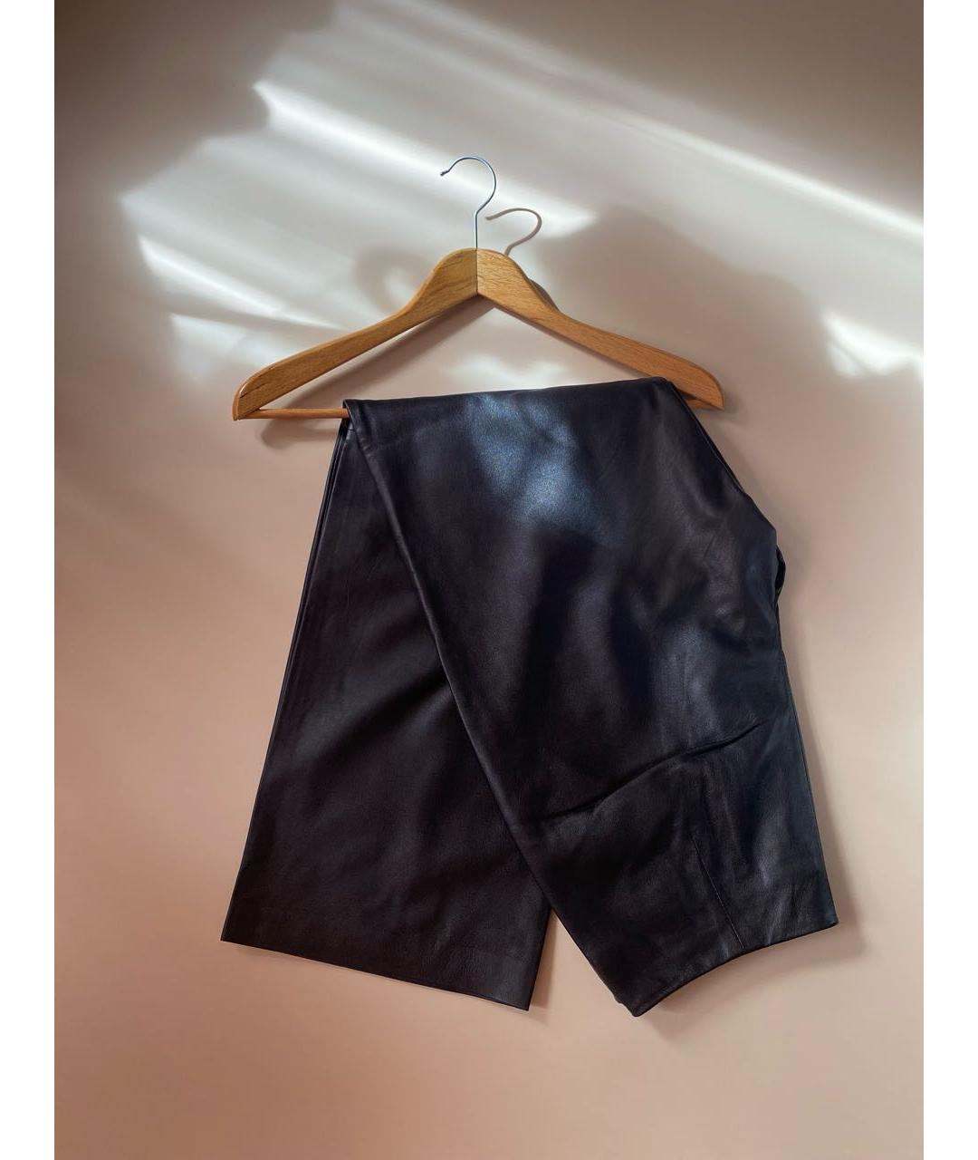 SPORTMAX Черные кожаные брюки широкие, фото 8