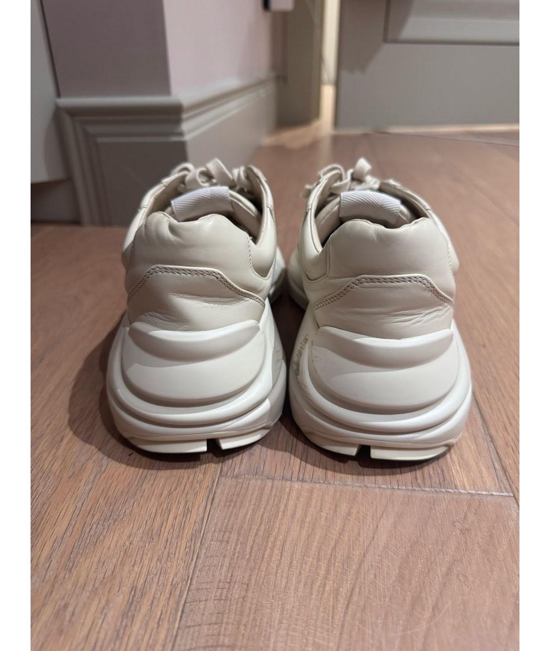 GUCCI Бежевые кожаные кроссовки, фото 4