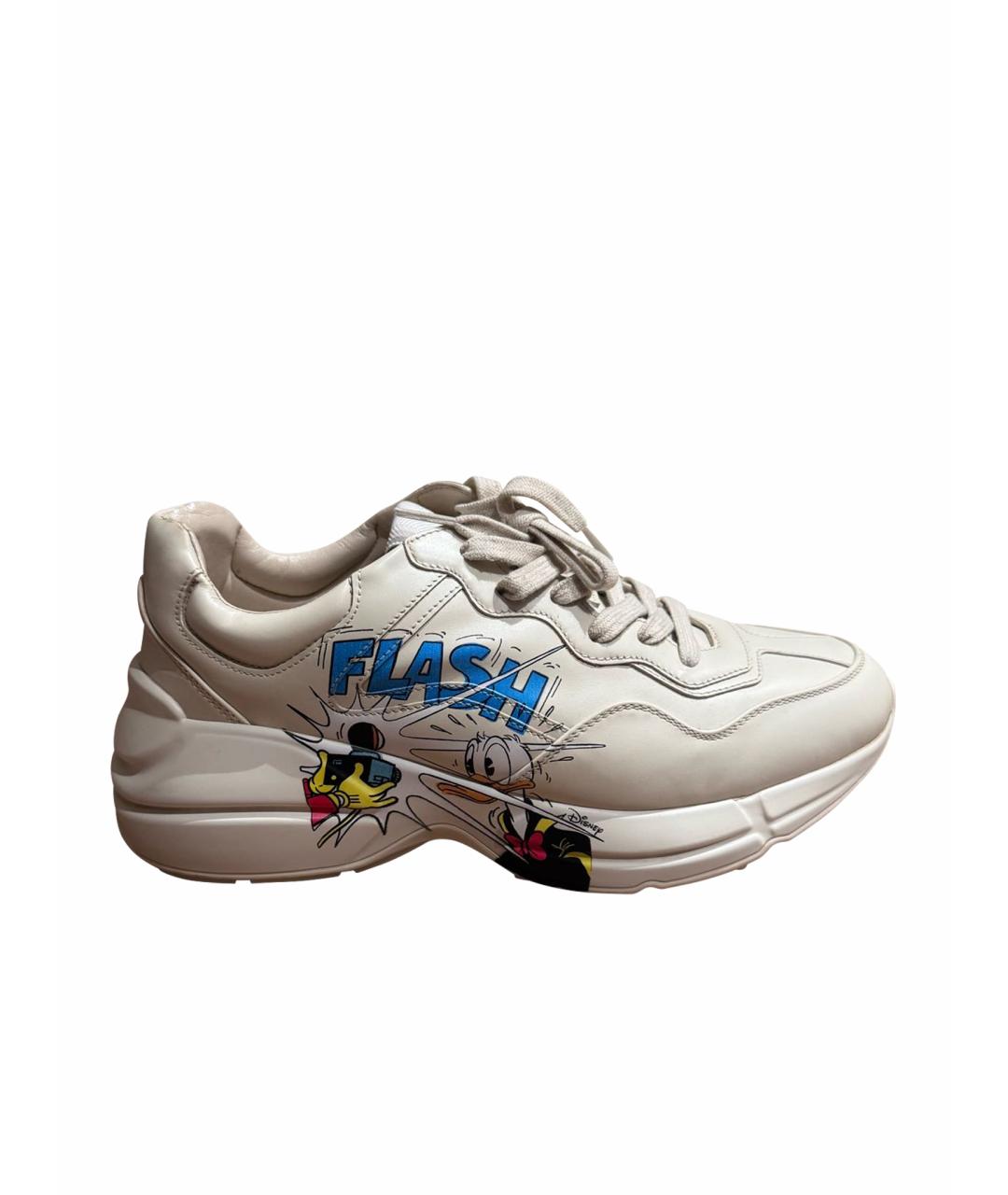 GUCCI Бежевые кожаные кроссовки, фото 1