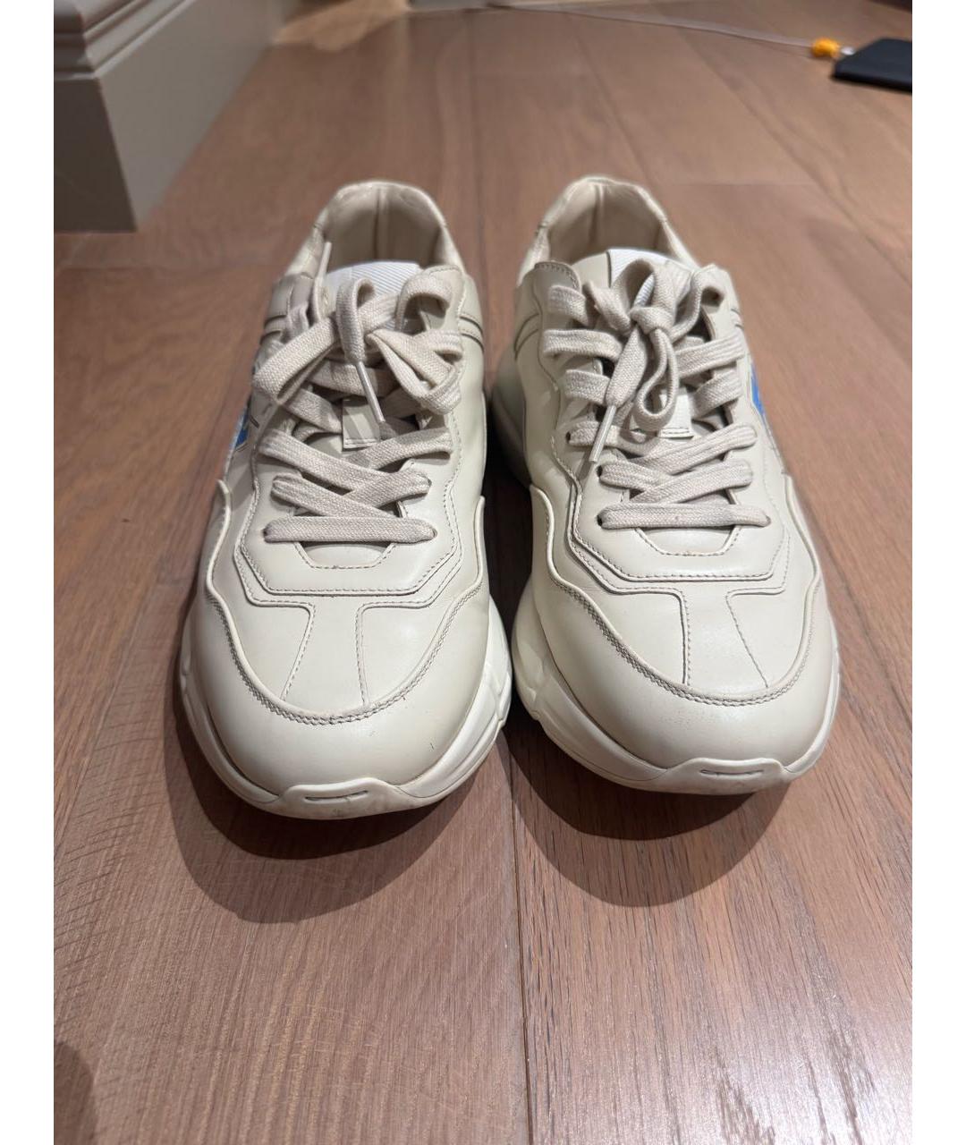 GUCCI Бежевые кожаные кроссовки, фото 2