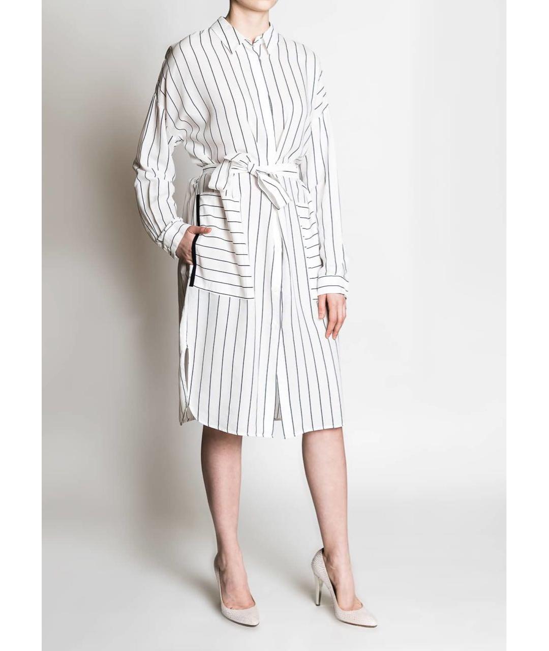 PESERICO Белое шелковое повседневное платье, фото 2