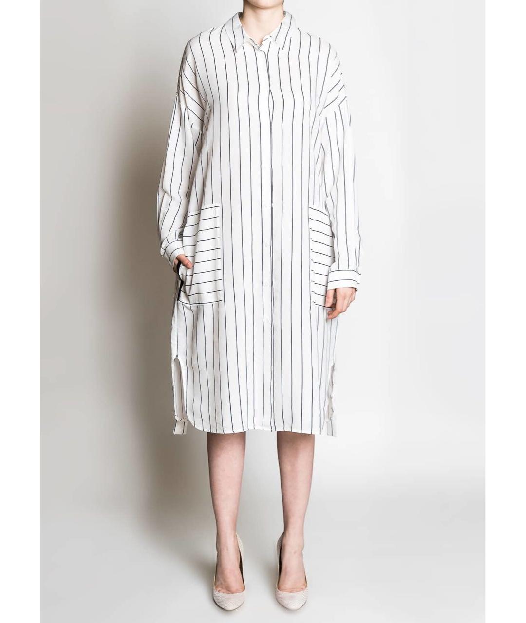 PESERICO Белое шелковое повседневное платье, фото 3