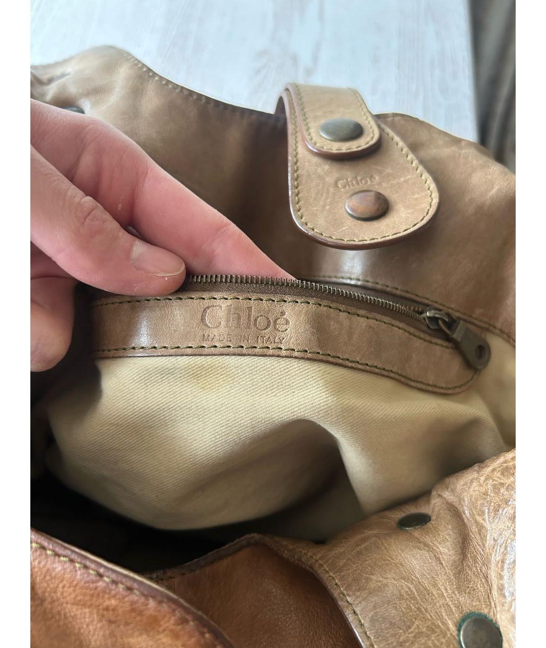 CHLOE Коричневая кожаная сумка тоут, фото 6