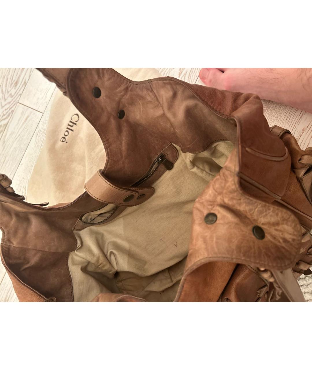 CHLOE Коричневая кожаная сумка тоут, фото 4