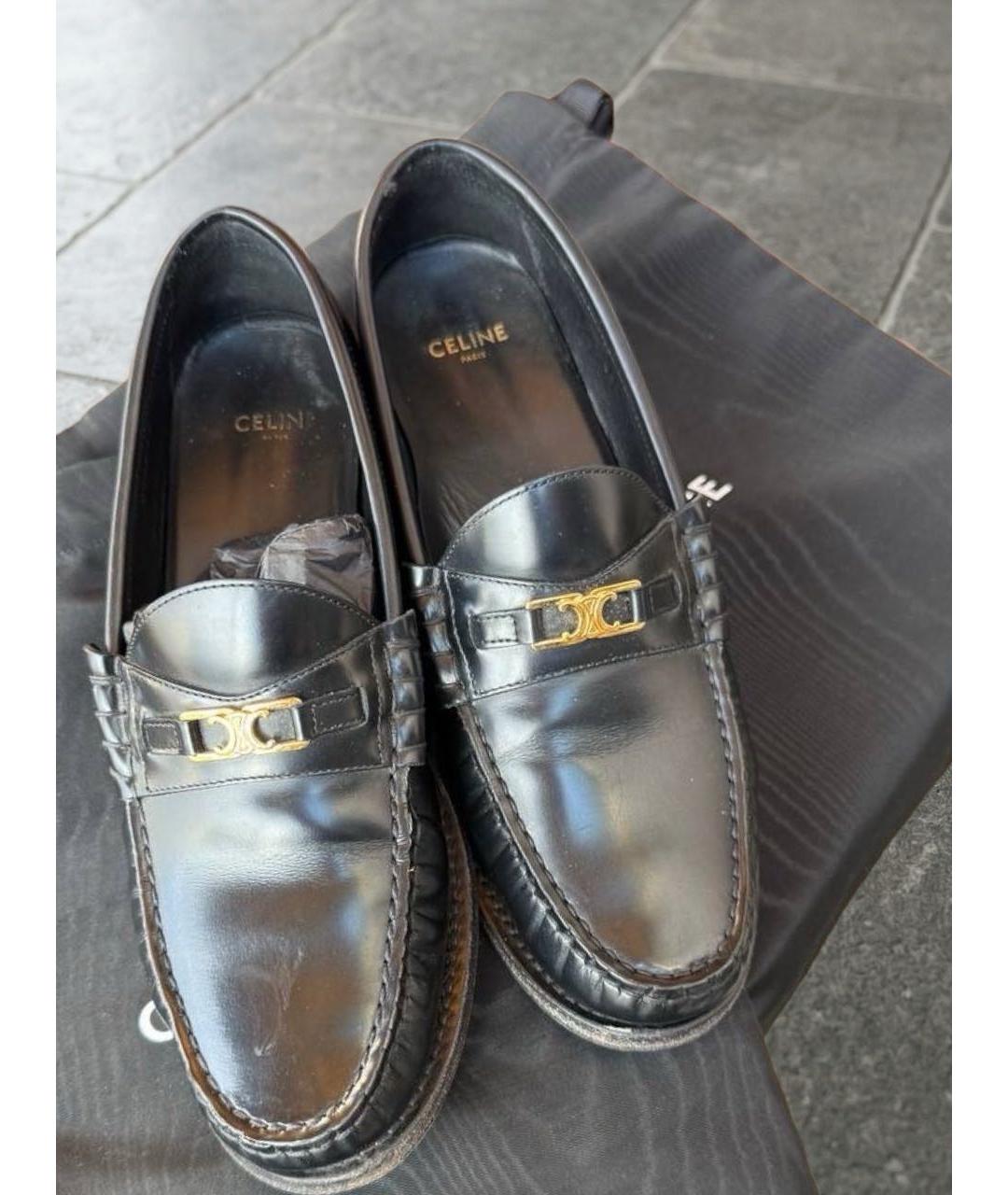 CELINE Черные кожаные лоферы, фото 2