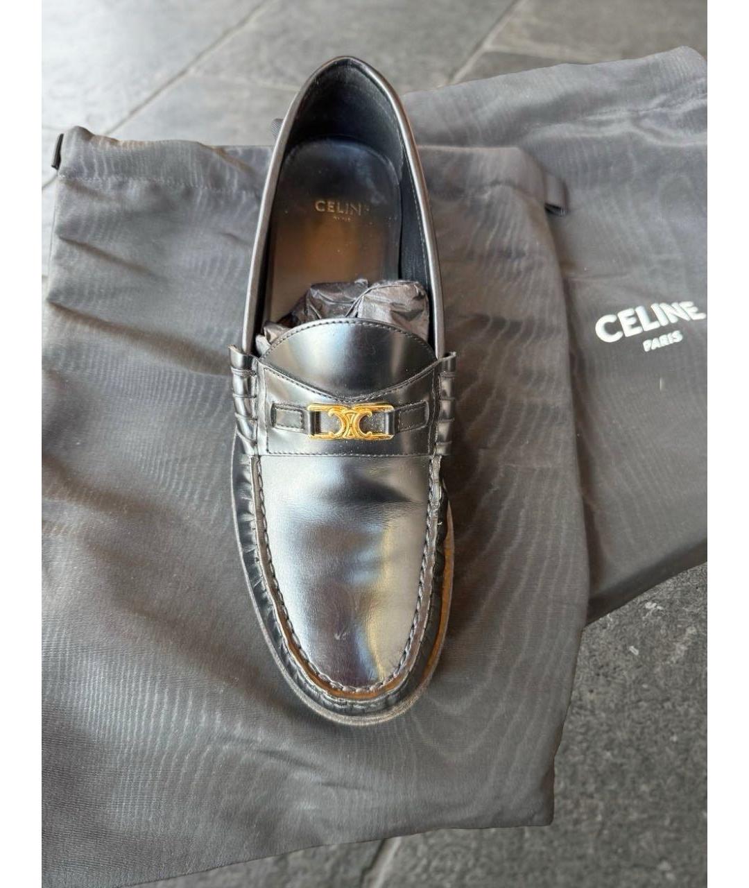 CELINE Черные кожаные лоферы, фото 3