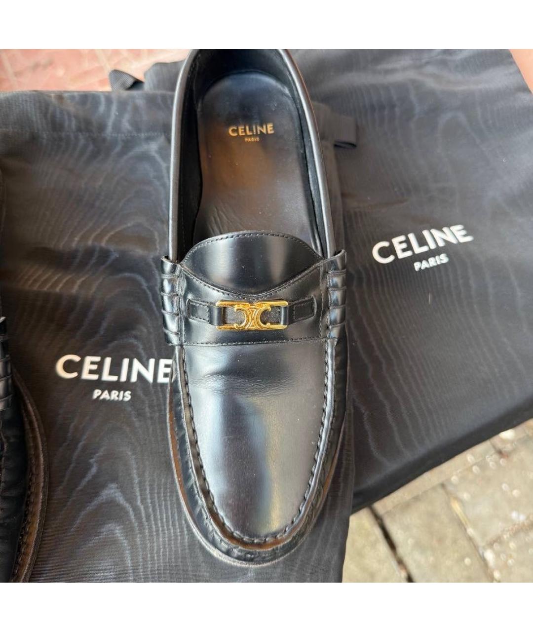 CELINE Черные кожаные лоферы, фото 6