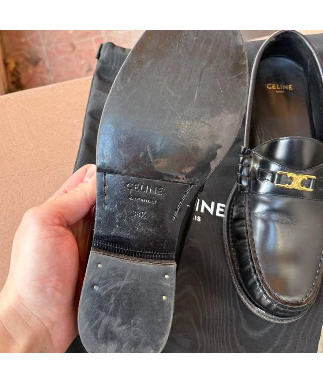 CELINE Черные кожаные лоферы, фото 4