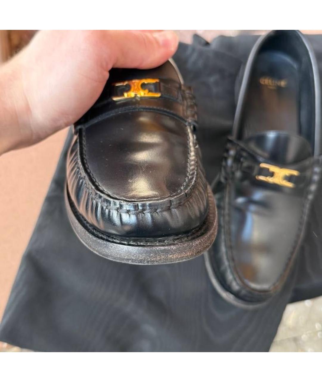 CELINE Черные кожаные лоферы, фото 5
