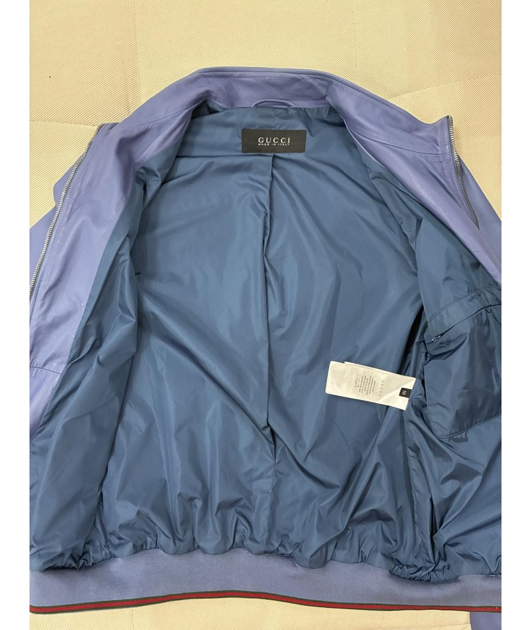 GUCCI Голубая кожаная куртка, фото 4