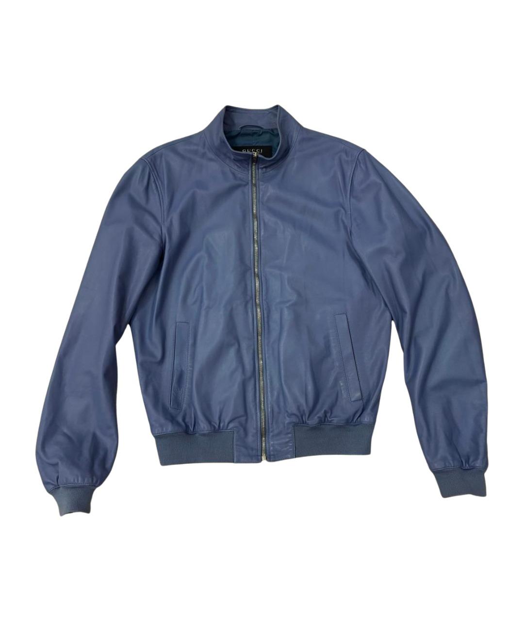 GUCCI Голубая кожаная куртка, фото 1