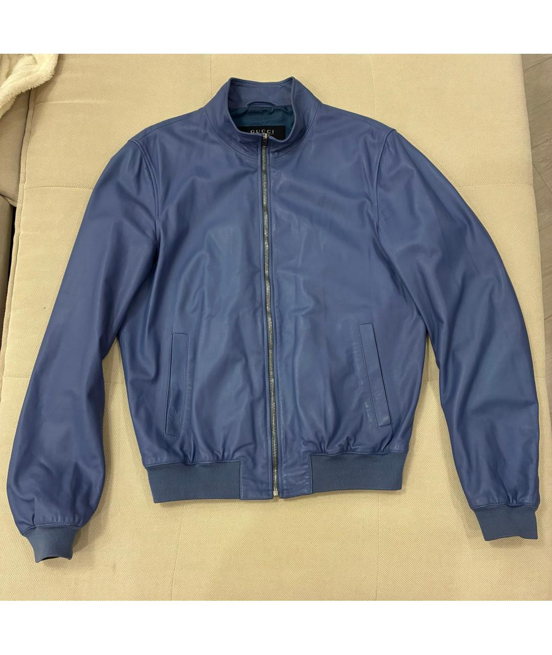 GUCCI Голубая кожаная куртка, фото 10