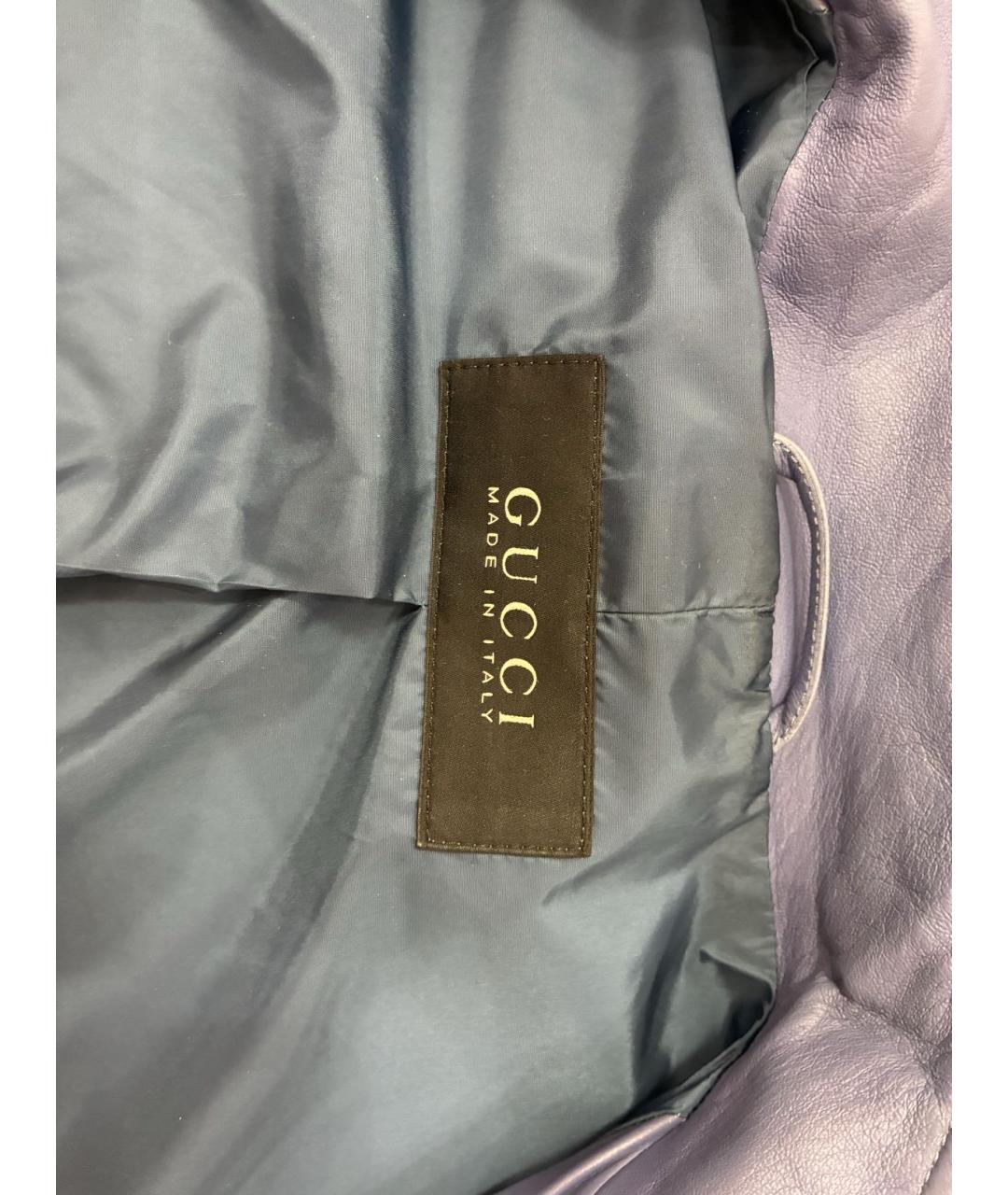 GUCCI Голубая кожаная куртка, фото 3