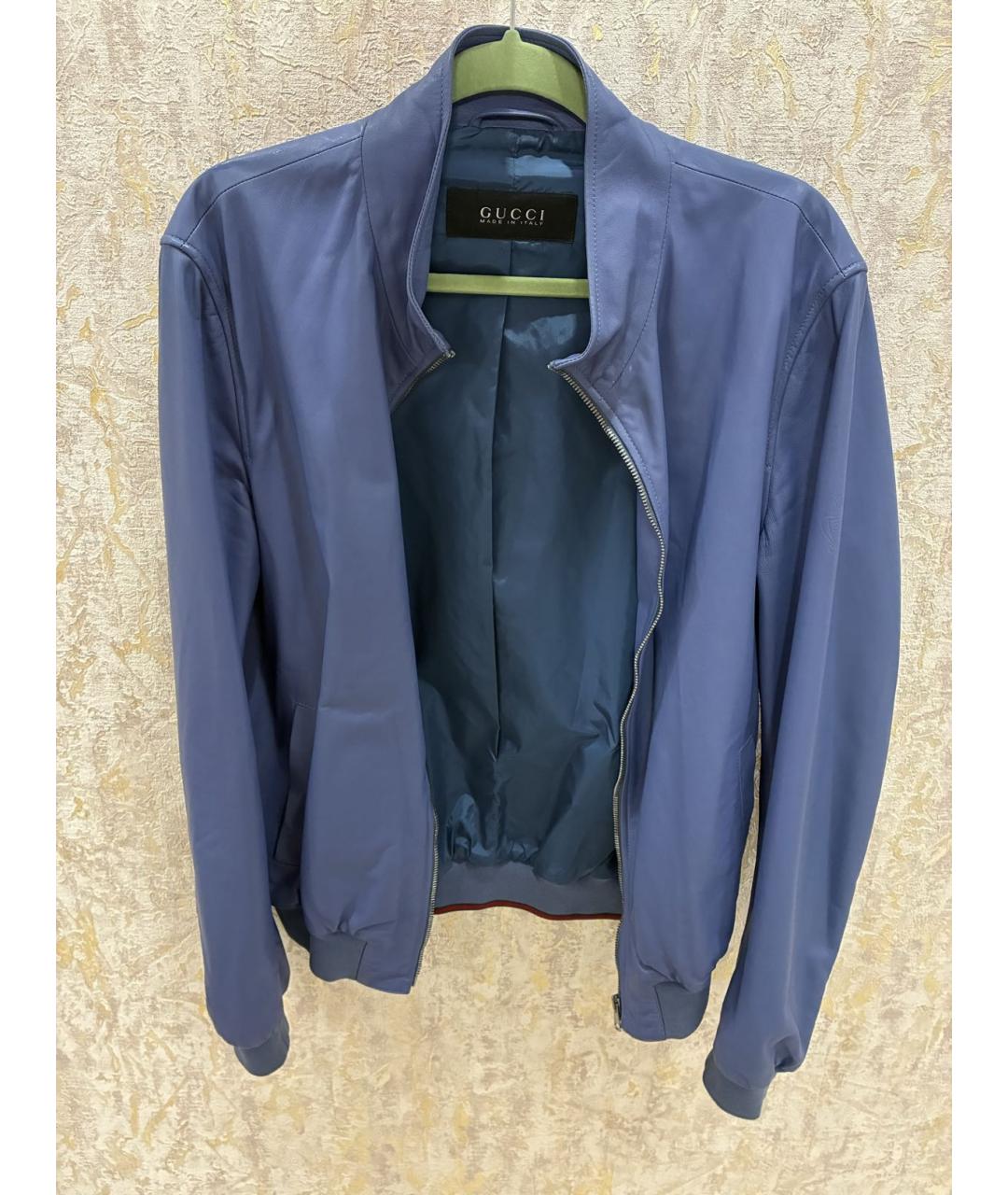 GUCCI Голубая кожаная куртка, фото 9