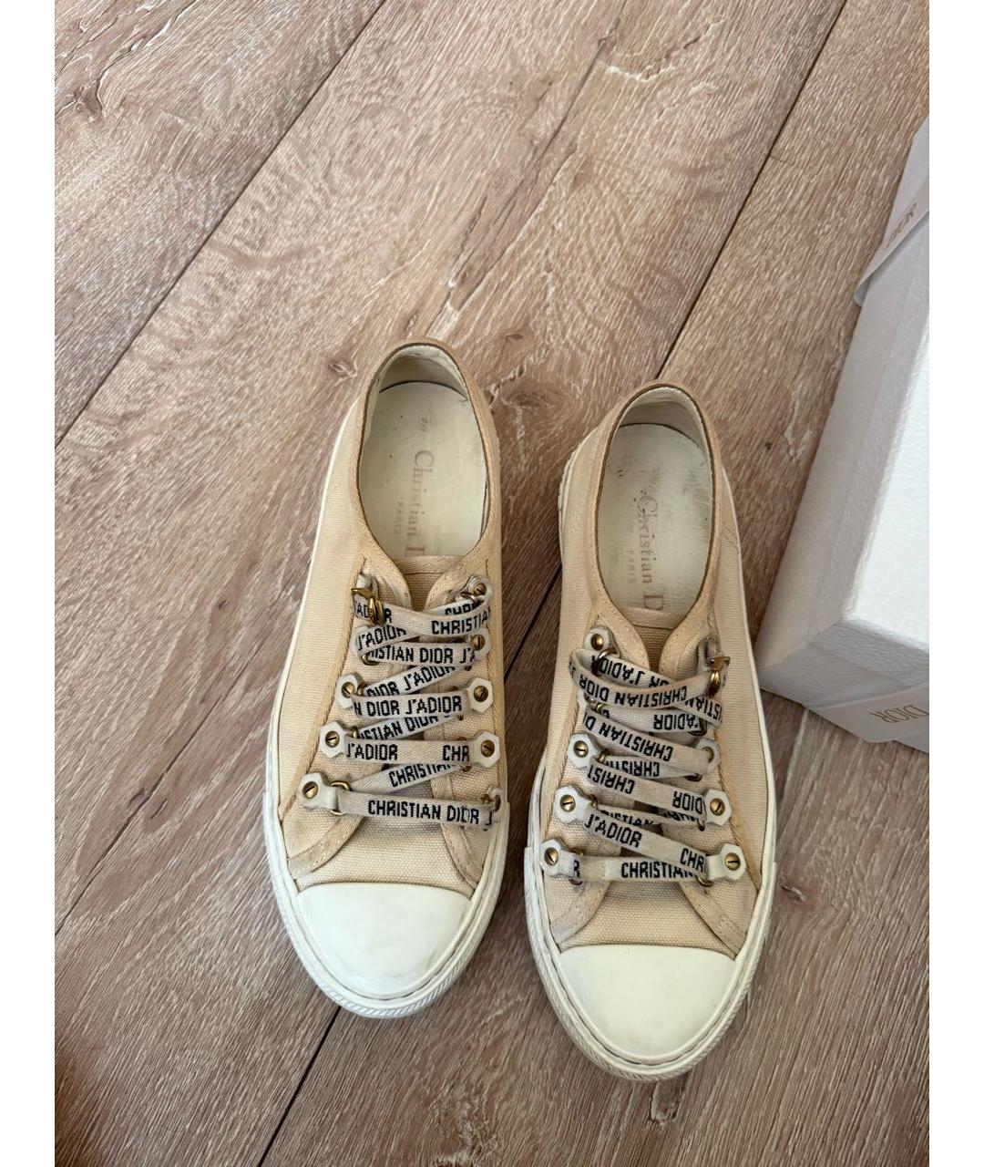 CHRISTIAN DIOR Бежевые текстильные кеды, фото 4