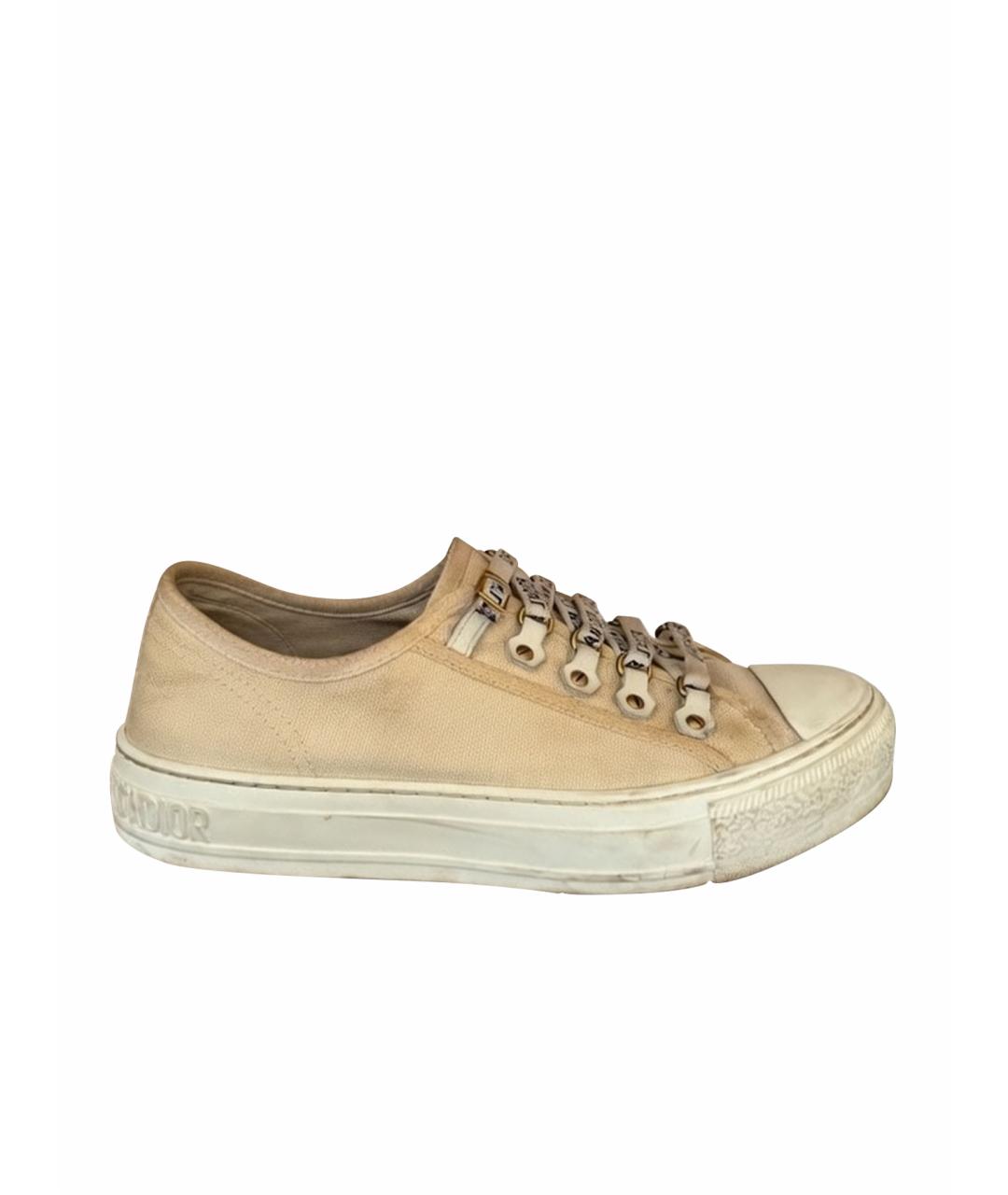 CHRISTIAN DIOR Бежевые текстильные кеды, фото 1