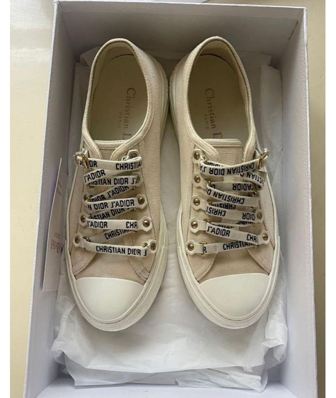 CHRISTIAN DIOR Бежевые текстильные кеды, фото 2