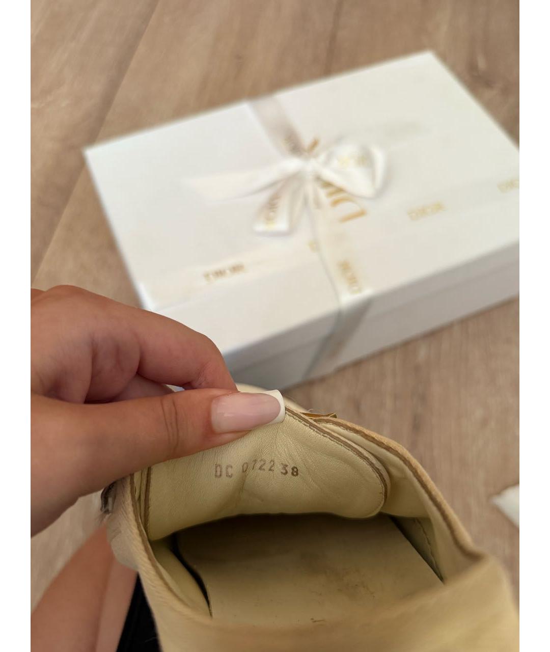 CHRISTIAN DIOR Бежевые текстильные кеды, фото 5