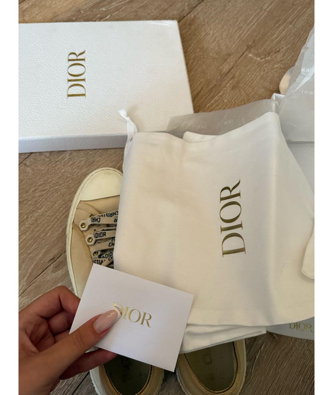 CHRISTIAN DIOR Бежевые текстильные кеды, фото 3