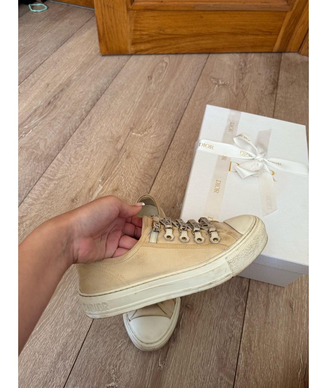 CHRISTIAN DIOR Бежевые текстильные кеды, фото 6