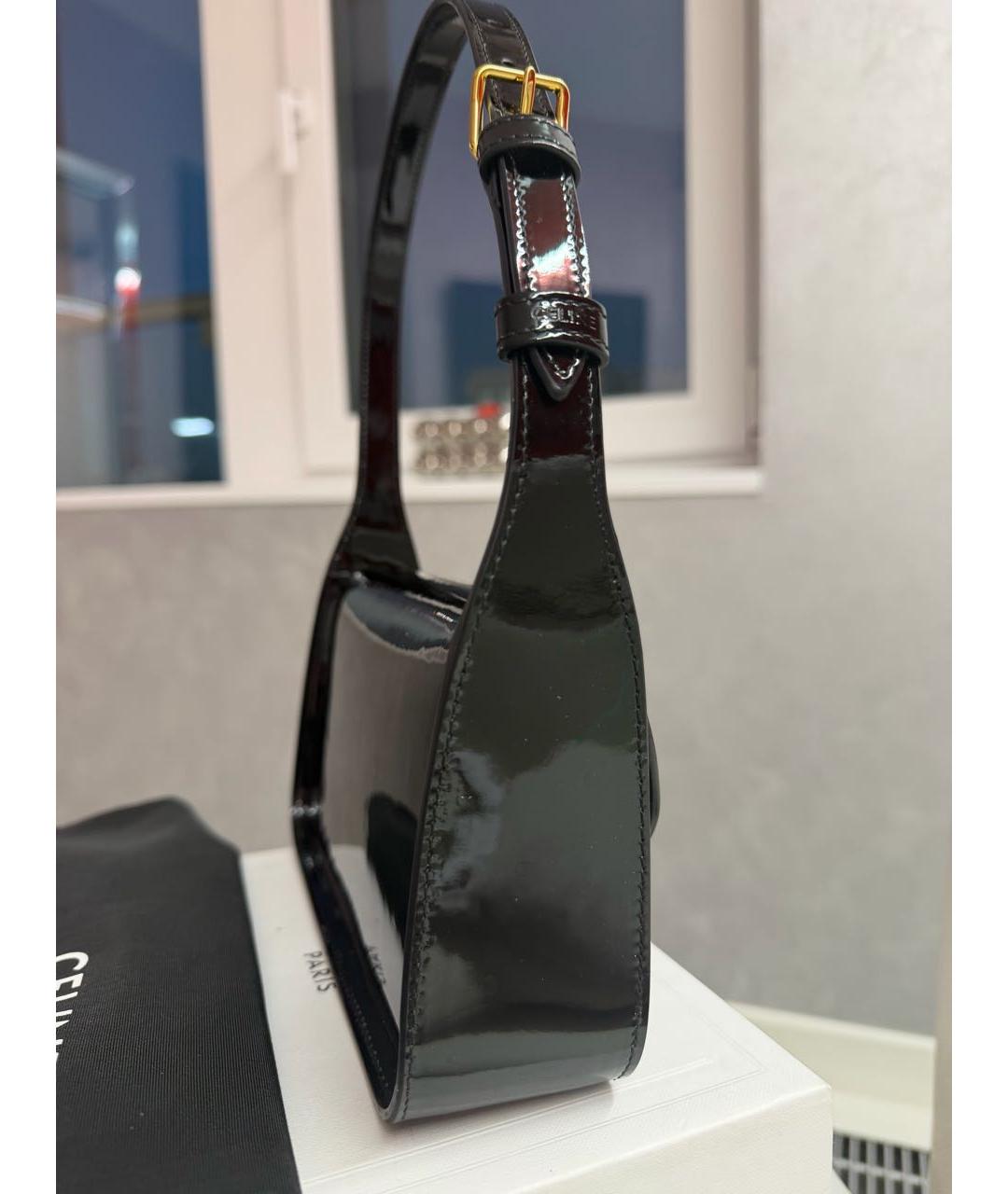 CELINE Черная сумка через плечо из лакированной кожи, фото 3