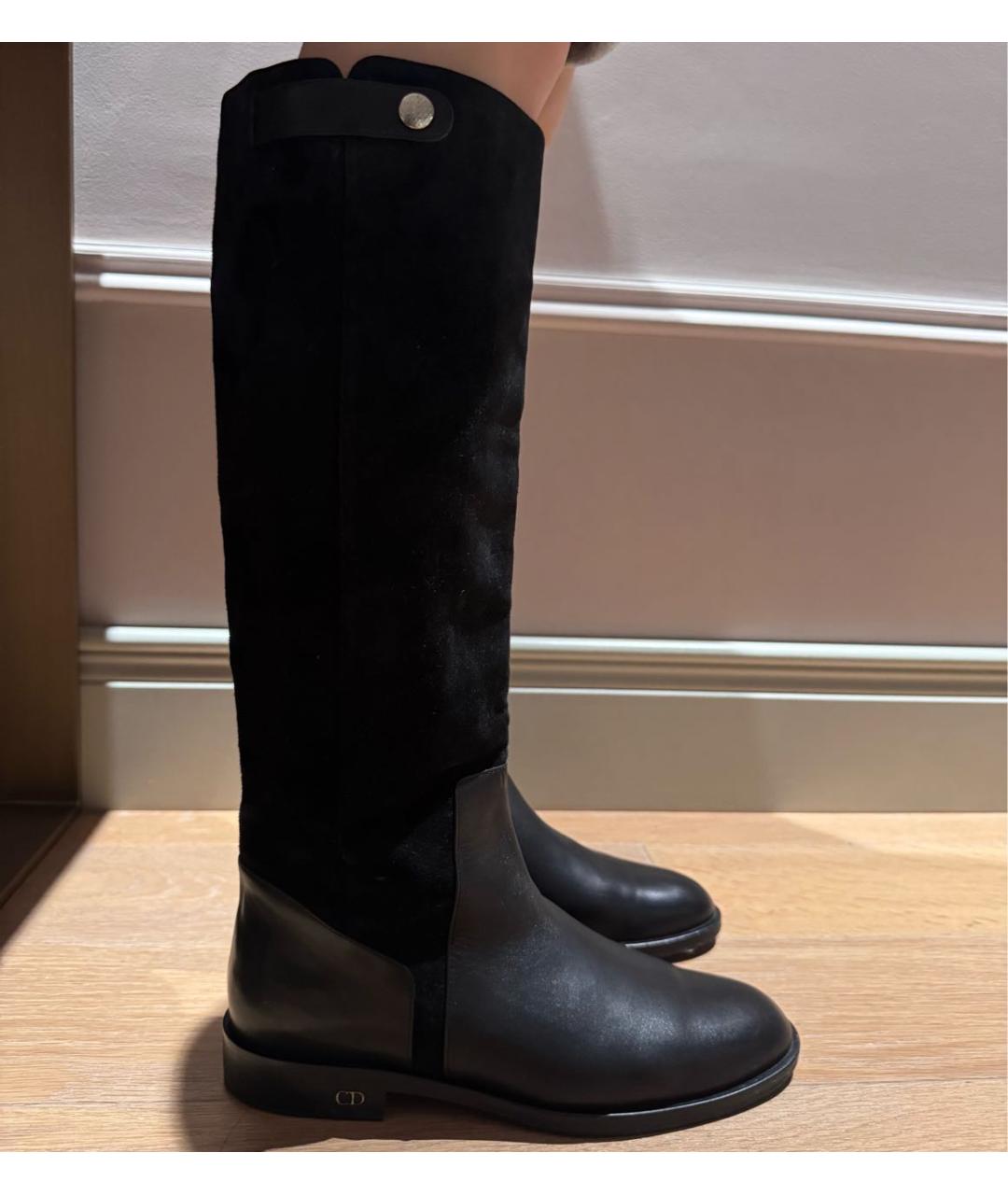 CHRISTIAN DIOR Черные кожаные сапоги, фото 5