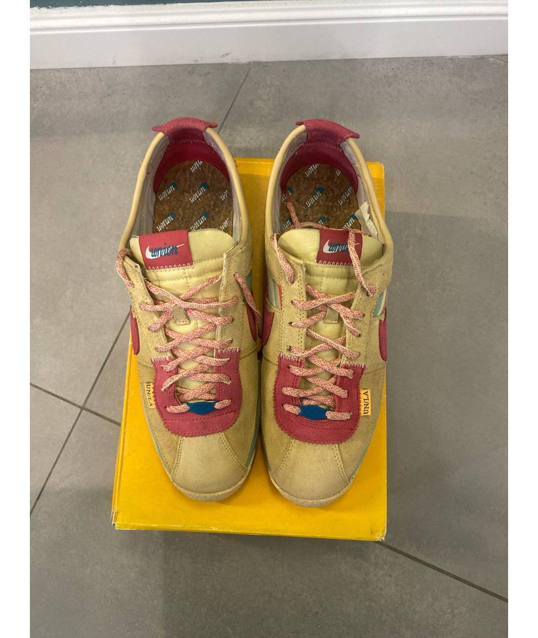 NIKE Бежевые нубуковые низкие кроссовки / кеды, фото 3