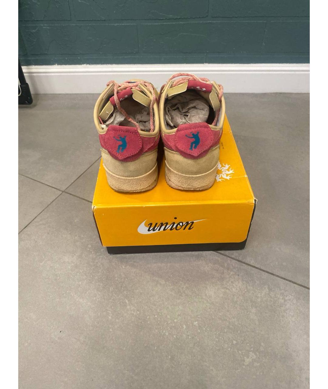 NIKE Бежевые нубуковые низкие кроссовки / кеды, фото 4