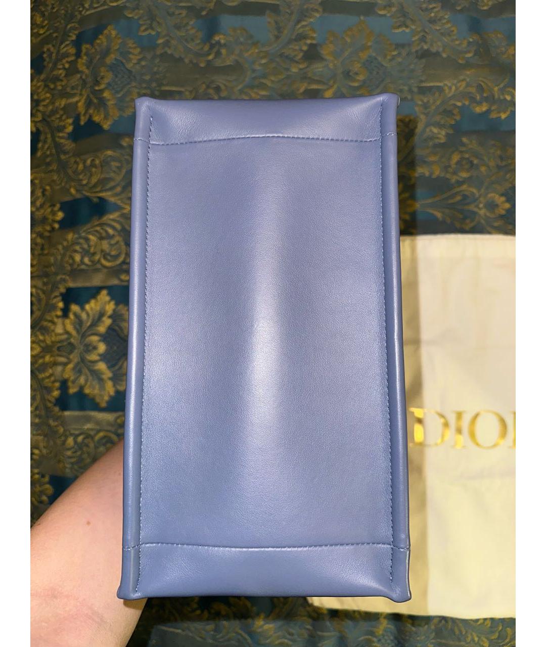 CHRISTIAN DIOR Голубая кожаная сумка с короткими ручками, фото 3