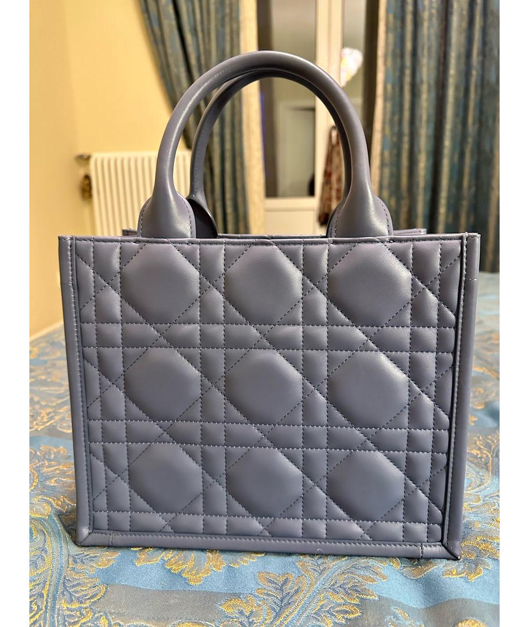 CHRISTIAN DIOR Голубая кожаная сумка с короткими ручками, фото 2