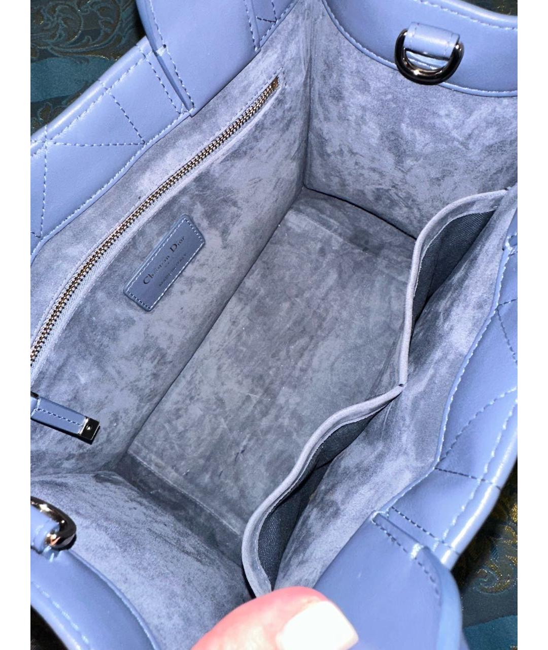 CHRISTIAN DIOR Голубая кожаная сумка с короткими ручками, фото 4