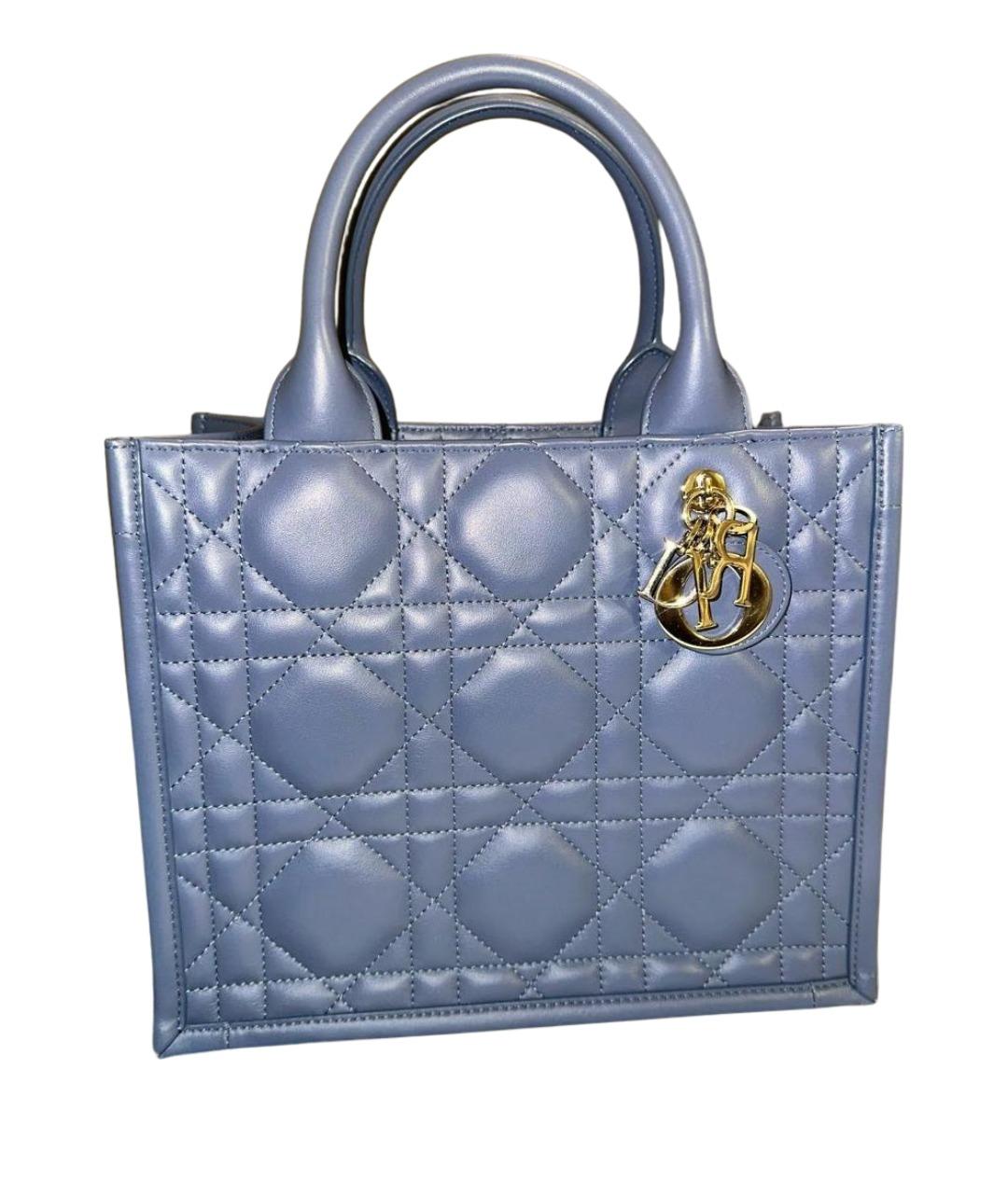 CHRISTIAN DIOR Голубая кожаная сумка с короткими ручками, фото 1