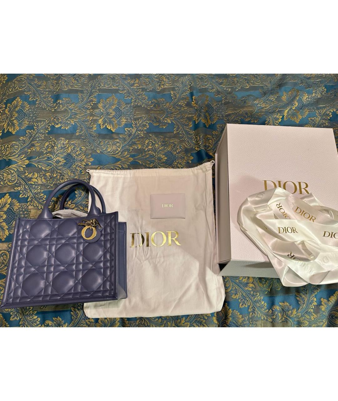 CHRISTIAN DIOR Голубая кожаная сумка с короткими ручками, фото 6