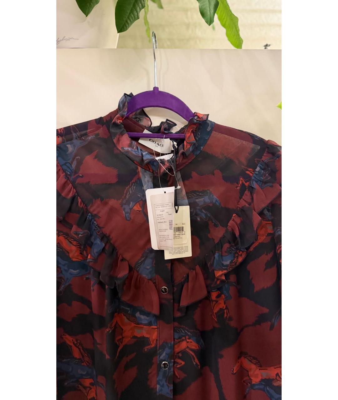COACH Бордовая шелковая блузы, фото 3