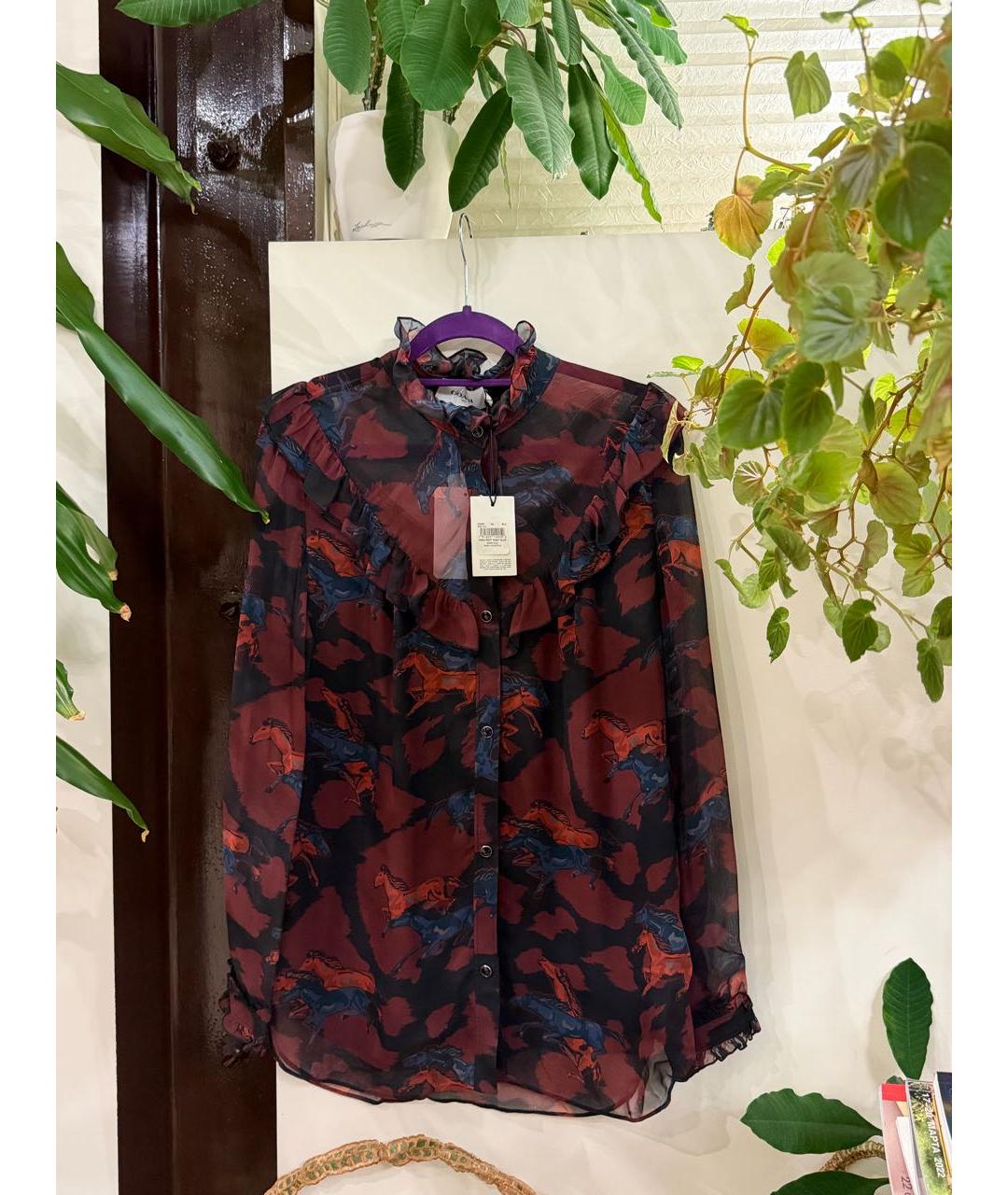 COACH Бордовая шелковая блузы, фото 5