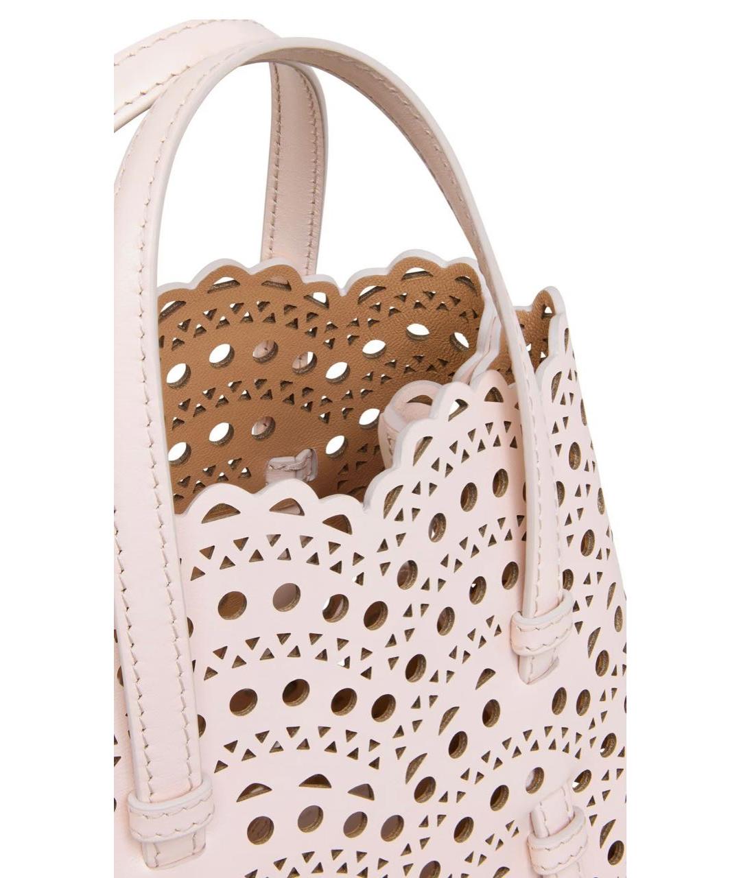 ALAIA Розовая кожаная сумка с короткими ручками, фото 3