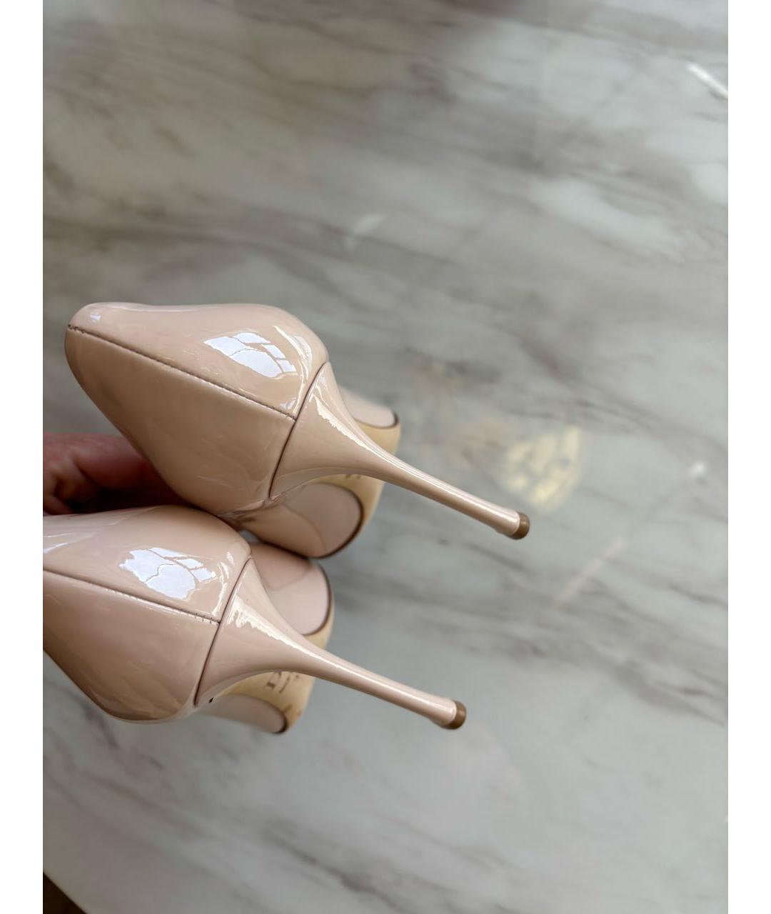 CHRISTIAN DIOR Бежевые туфли из лакированной кожи, фото 6