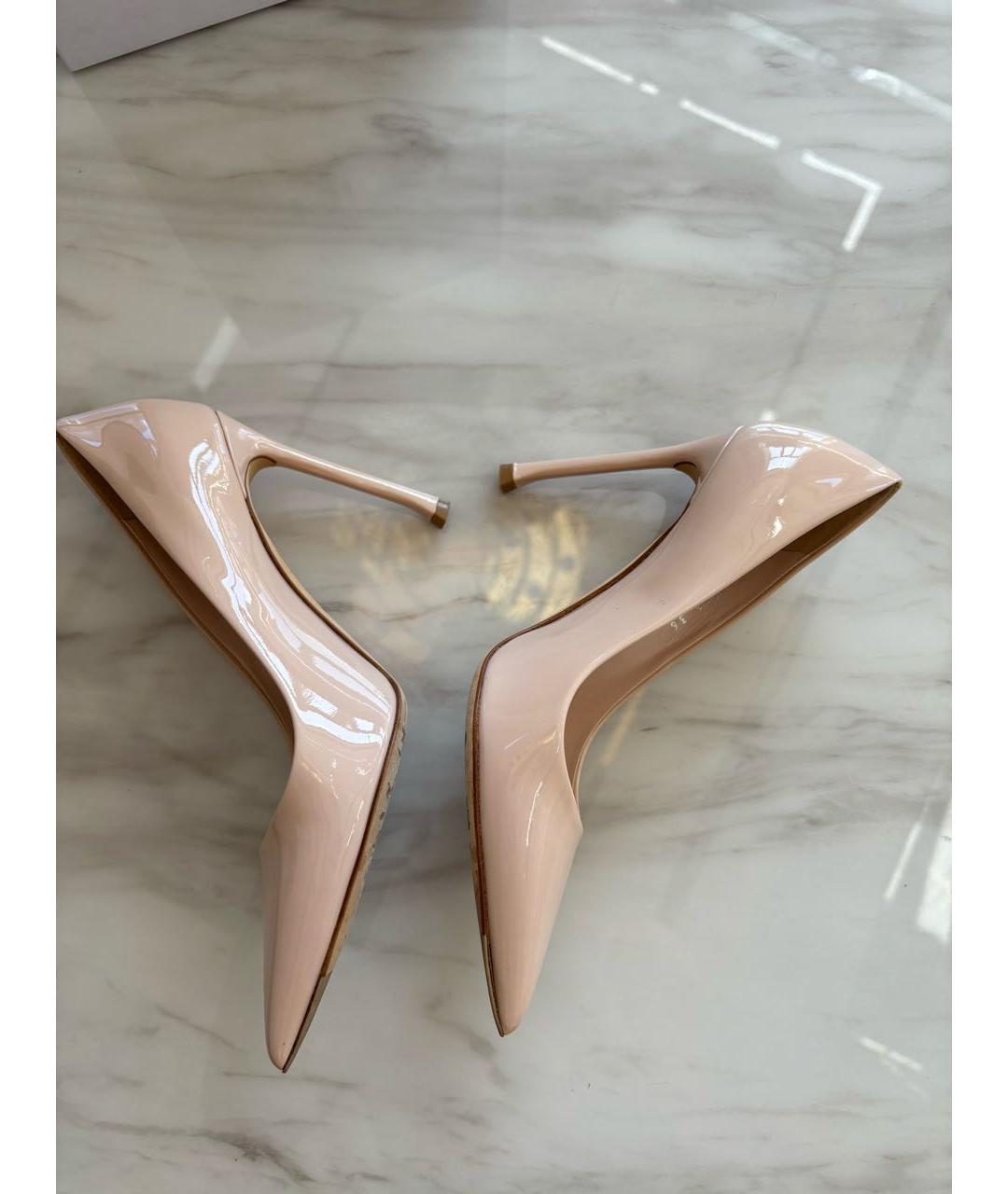 CHRISTIAN DIOR Бежевые туфли из лакированной кожи, фото 4