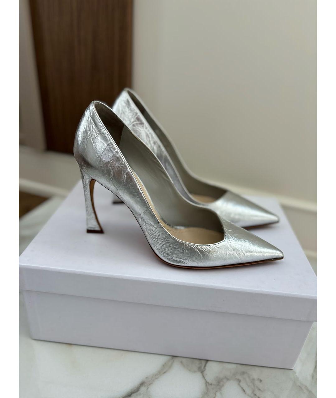 CHRISTIAN DIOR Серебряные кожаные туфли, фото 8
