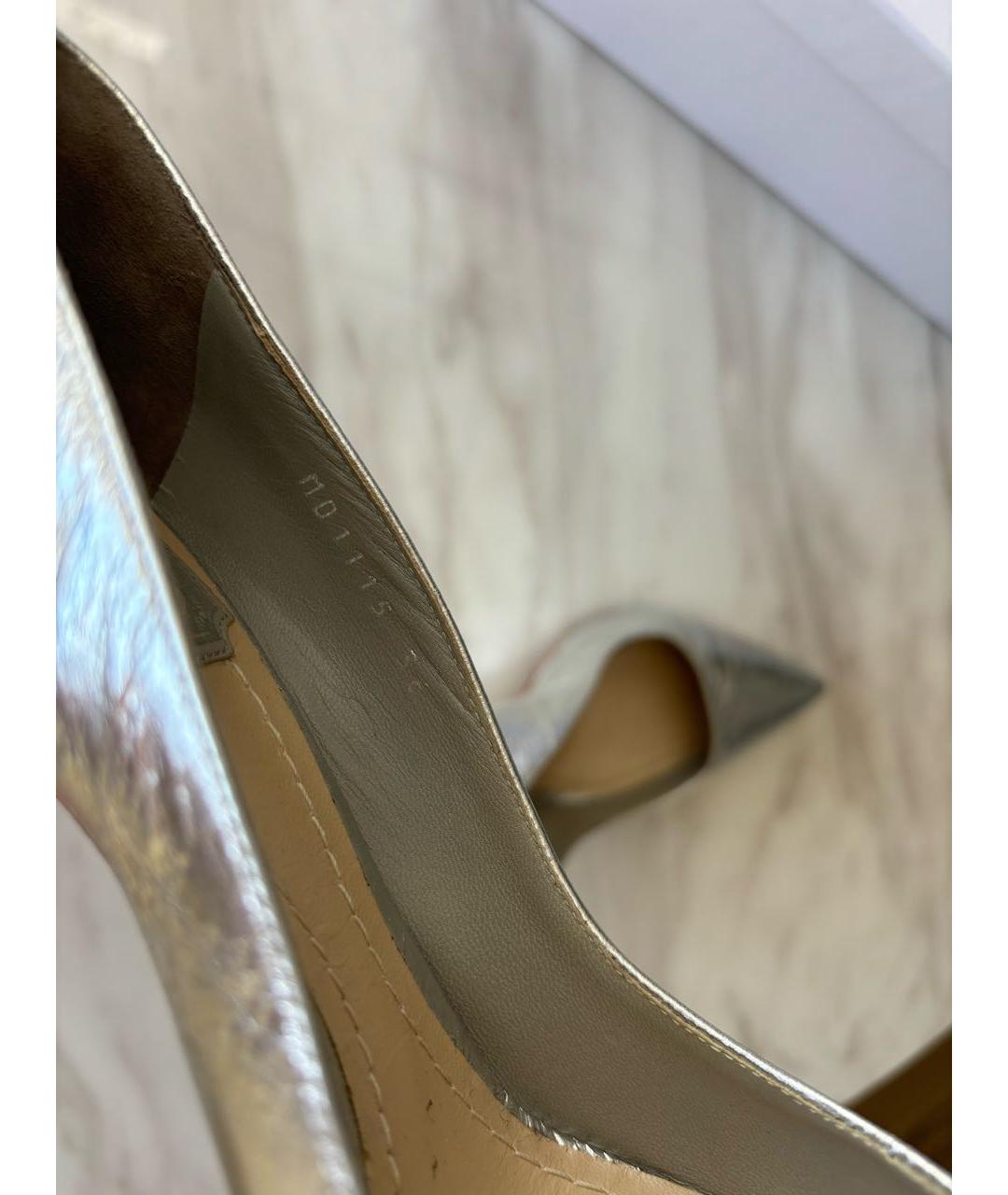 CHRISTIAN DIOR Серебряные кожаные туфли, фото 5