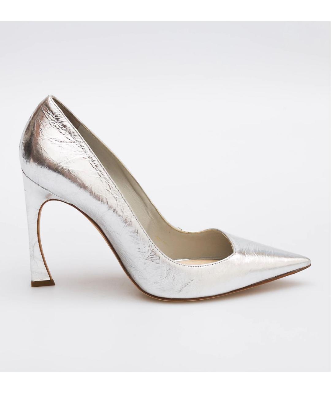 CHRISTIAN DIOR Серебряные кожаные туфли, фото 9