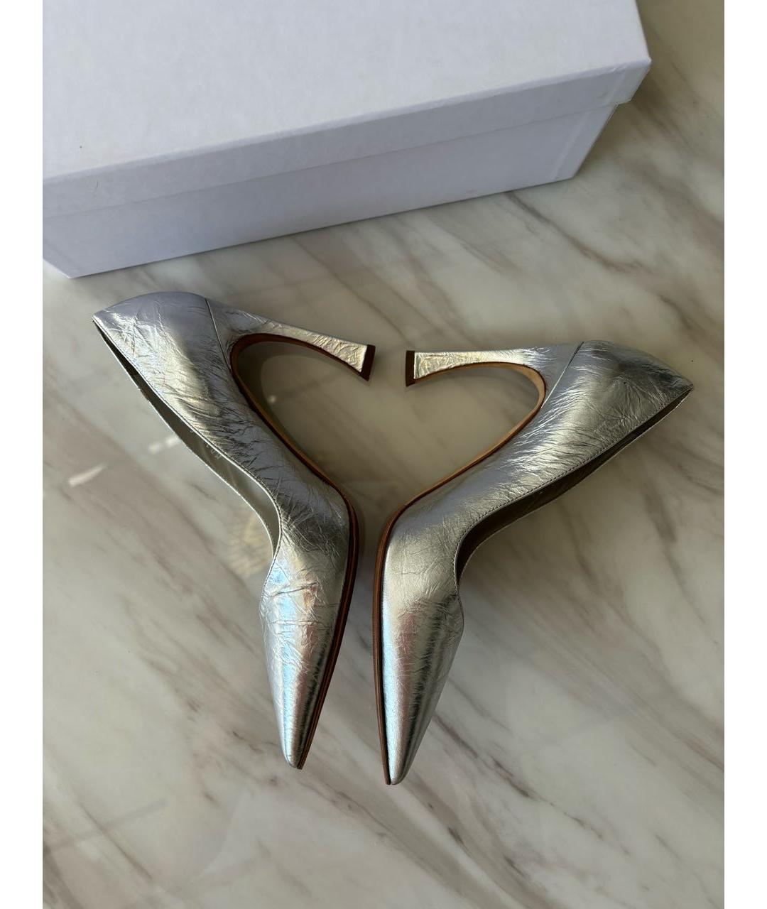 CHRISTIAN DIOR Серебряные кожаные туфли, фото 3