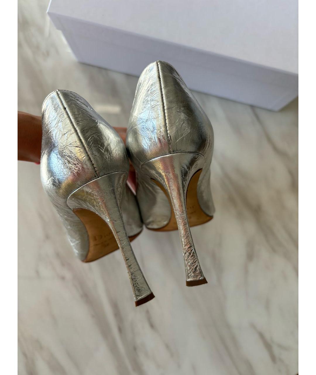 CHRISTIAN DIOR Серебряные кожаные туфли, фото 6