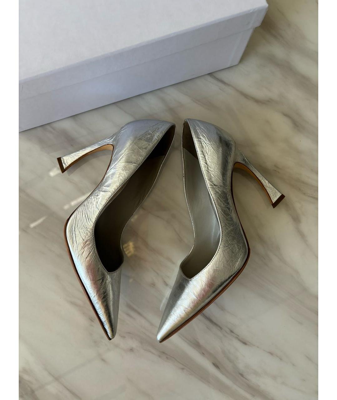CHRISTIAN DIOR Серебряные кожаные туфли, фото 4