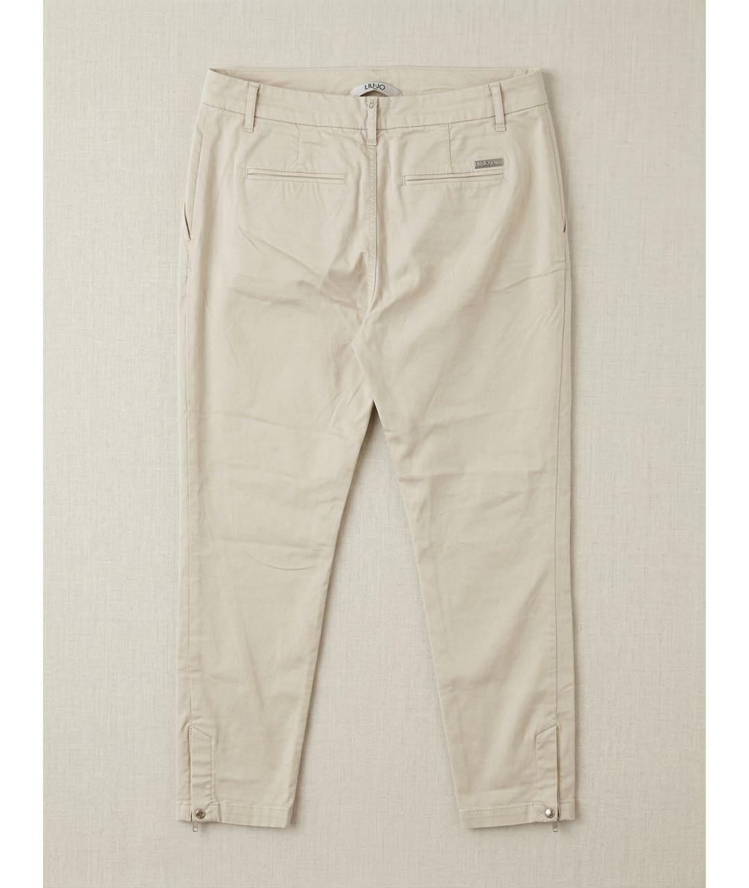 LIU JO Бежевые вискозные прямые брюки, фото 4